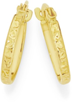 9ct-Gold-Diamond-Cut-Hoop-Earrings on sale