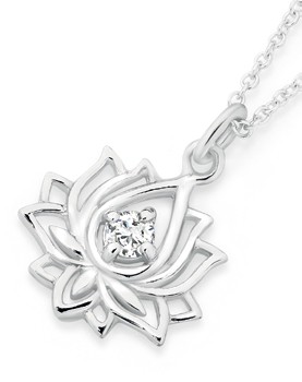 Sterling-Silver-Cubic-Zirconia-Lotus-Cutout-Pendant on sale