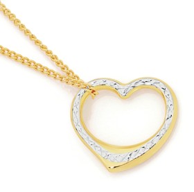 9ct-Gold-Two-Tone-Medium-Floating-Heart-Pendant on sale