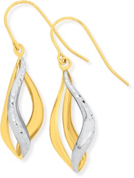 9ct-Gold-Two-Tone-15mm-Open-Swirl-Drop-Earrings on sale