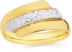 9ct-Gold-Two-Tone-Diamond-Cut-Dress-Ring on sale
