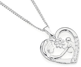 Sterling-Silver-Mother-Child-Flower-Heart-Pendant-Heart on sale