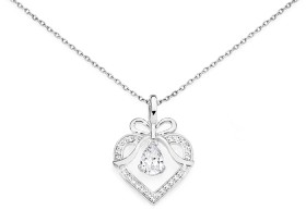 Sterling-Silver-Pear-Cubic-Zirconia-in-Heart-with-Bow-Pendant on sale