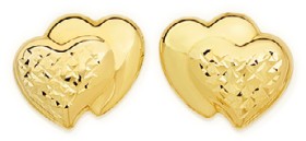 9ct-Gold-Diamond-Cut-Heart-Stud-Earrings on sale