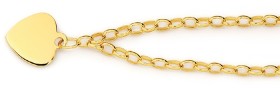 9ct-Gold-19cm-Solid-Belcher-Heart-Charm-Bracelet on sale