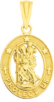 9ct-Gold-Kids-St-Christopher-Medal on sale