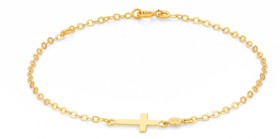 9ct-Gold-Kids-17cm-Diamond-Cross-Trace-Bracelet on sale
