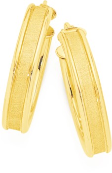 9ct-Gold-4x15mm-Satin-Hoop-Earrings on sale