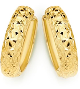 9ct-Gold-Diamond-Cut-Huggie-Earrings on sale