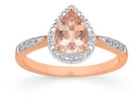 9ct-Rose-Gold-Morganite-Diamond-Dress-Ring on sale
