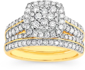 18ct-Gold-Diamond-Cushion-Shape-Bridal-Set on sale