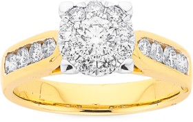 18ct-Gold-Diamond-Cluster-Ring on sale
