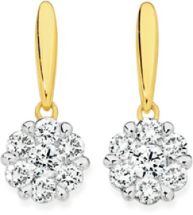 Alora-10ct-Gold-34-Carat-TW-Lab-Grown-Diamond-Flower-Cluster-Drop-Stud-Earrings on sale