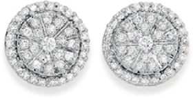 9ct-Gold-Diamond-Round-Cluster-Stud-Earrings on sale