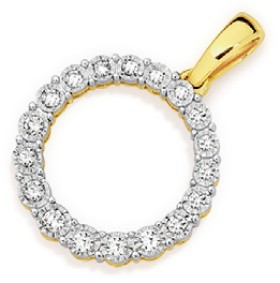 9ct-Gold-Diamond-Circle-Pendant on sale