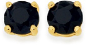 9ct-Gold-Black-Sapphire-4mm-Stud-Earrings on sale