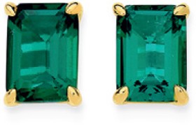 9ct-Gold-Created-Emerald-Stud-Earrings on sale