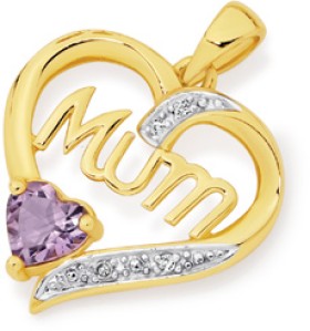 9ct-Gold-Created-Ruby-Diamond-Mum-Heart-Pendant on sale