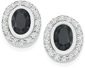 Sterling-Silver-Black-Cubic-Zirconia-Cluster-Stud-Earrings on sale
