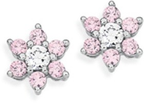 Sterling-Silver-Pink-Cubic-Zirconia-Flower-Clusteer-Stud-Earrings on sale