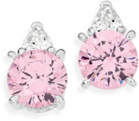 Sterling-Silver-Round-Pink-Cubic-Zirconia-with-Cubic-Zirconia-on-Top-Stud-Earrings on sale