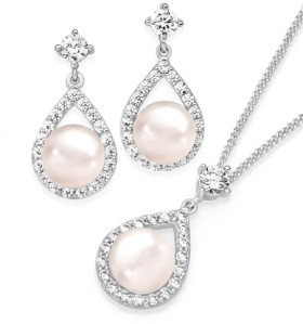 Sterling-Silver-Pearl-and-Cubic-Zirconia-Set on sale