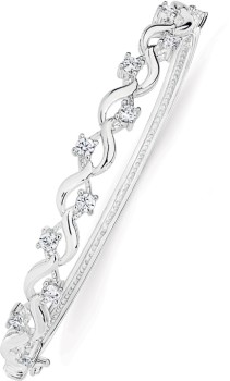 Sterling-Silver-Cubic-Zirconia-Crossover-Link-Bangle on sale