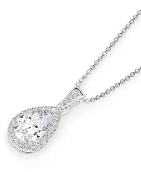 Sterling-Silver-Pear-Cubic-Zirconia-Cluster-Pendant on sale