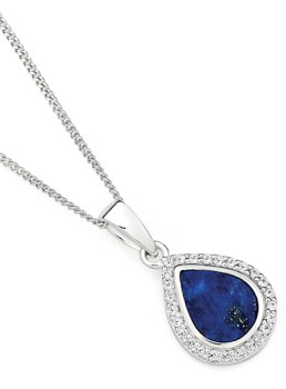 Sterling-Silver-Pear-Lapis-Cubic-Zirconia-Pendant on sale