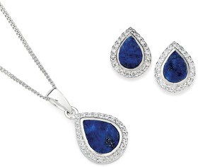 Sterling-Silver-Lapis-Cubic-Zirconia-Set on sale