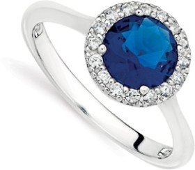 Sterling-Silver-Dark-Blue-Glass-Cubic-Zirconia-Cluster-Ring on sale