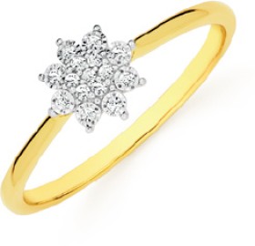 9ct-Gold-Diamond-Flower-Cluster-Ring on sale