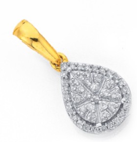 9ct-Gold-Diamond-Pear-Cluster-Pendant on sale