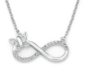 Sterling-Silver-Cubic-Zirconia-Infinity-with-Butterfly-Necklet on sale
