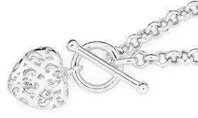 Sterling-Silver-Heart-Fob-Bracelet on sale