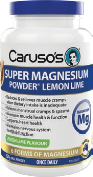 Carusos-Super-Magnesium-Powder-Lemon-Lime-250g on sale