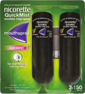 Nicorette-QuickMist-Mouth-Spray-Cool-Berry-2-x-150-Sprays on sale