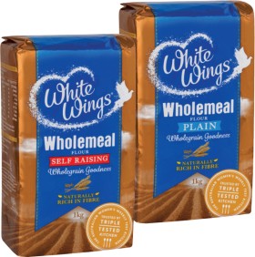 White-Wings-Wholemeal-Plain-or-Self-Raising-Flour-1kg on sale