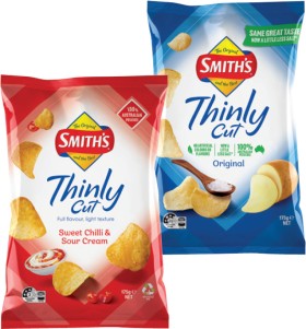 Smiths-Thinly-Cut-Oven-Baked-or-Simply-Chips-120175g-Selected-Varieties on sale