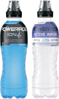 Powerade-or-Powerade-Active-Water-600mL-Selected-Varieties on sale