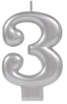 Silver-Number-3-Candle on sale