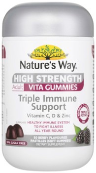 Natures-Way-High-Strength-Adult-Vita-Gummies-Triple-Immune-Support-50-Pastilles on sale
