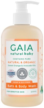 Gaia-Natural-Baby-Bath-Body-Wash-Sweet-Orange-Avocado-Oils-500mL on sale