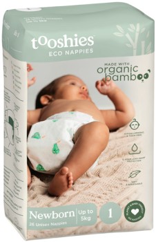 Tooshies-Nappies-Organic-Bamboo-Size-1-Newborn-26-Pack on sale