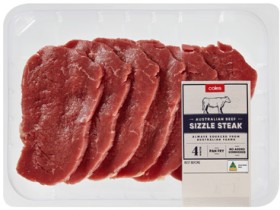 Coles-Australian-No-Added-Hormones-Beef-Sizzle-Steak-400g on sale