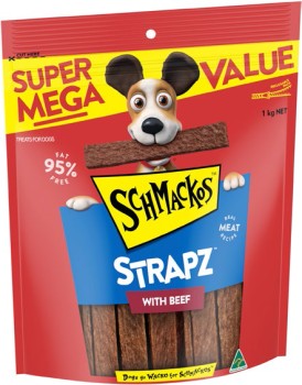 Schmackos-Beef-Strapz-Dog-Treats-1kg on sale