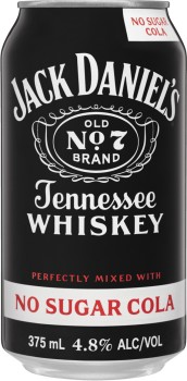 Jack-Daniels-Whiskey-No-Sugar-Cola-Cans-10-Pack-375mL on sale