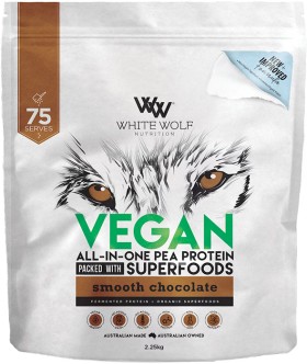 White-Wolf-Nutrition-Vegan-Protein-with-Superfoods-Smooth-Chocolate-225kg on sale