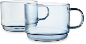 NEW-2-Blue-Glass-Mugs on sale