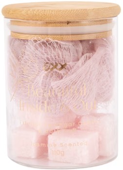 OXX-Bodycare-Mothers-Day-Beautiful-Inside-Out-Exfoliating-Sugar-Cubes-and-Puff-110g-Jasmine-Scented on sale